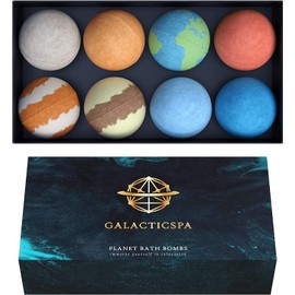Bath Bombs Rich in Essential Oil and Shea Butter / 8 x 60g Handmade Planet Themed Bubble Bath Fizzer/Luxury Bath Bomb Set/Non-Staining, Vegan, Cruelty-Free/Spa Gift for Men, Women and Kids