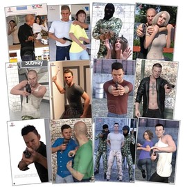 Freedom Gun Targets 24 Pack Paper Shooting Targets for Hostage, Terrorist, Criminal Tactical Training and Military, Swat, Police Training, Gun Ranges, Rifles, Pistols, Handguns, 3D Full Color (23x35)