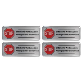 BIKE-label 403013 Silver 3D Letterbox Sticker 4 x No Advertising or Display Sheets 80 x 30 mm