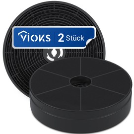 VIOKS Activated Carbon Filter 172 x 172 x 43 mm Set of 2 Carbon Filters Cooker Hood Replacement for AKPO 90 Extractor Hoods WK-4 WK-5 WK-7 & Filter Round Cooker Hood Replacement Parts Filter Cooker