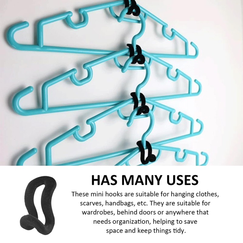 FDGGT 40pcs Black Coat Hanger Hooks Mini Hooks Non-Slip Flocking
