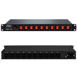 CENTROPOWER PDU Power Strip Surge Protector,10 Outlet 1U Network-Grade Full Metal PDU Power Strip with Rackmount，100V-240V/15A Designed for Server Rack