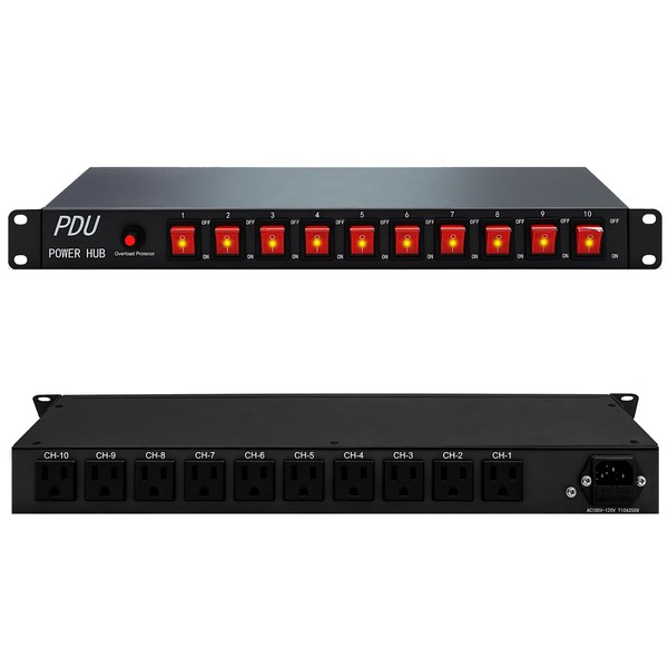 CENTROPOWER PDU Power Strip Surge Protector,10 Outlet 1U Network-Grade Full