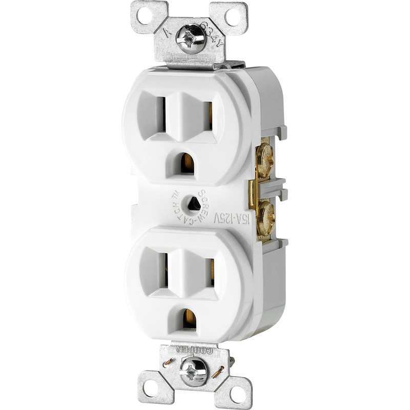 EATON Wiring CR15W-SP-L Commercial Grade Straight Blade Duplex Receptacle with