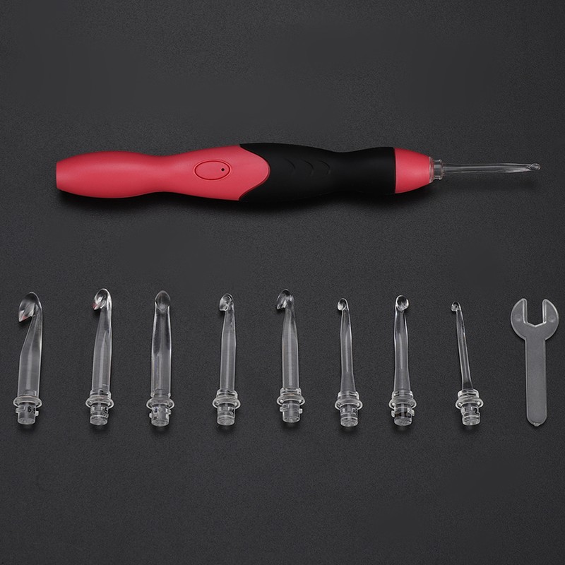 40Pcs USB Chargeable LED Crochet Hooks Knitting Needles Tools Kits