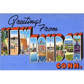 Greetings from New London, Connecticut - 1930's - Vintage Postcard Poster