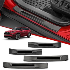 Door Sill Protector Kit for Toyota Highlander 2021 2022 2023 2024 Black Stainless Steel Door Entry Guards for Toyota Highlander Accessories(4 Pcs) (Style2)