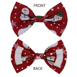 New Dogs Bow Tie CHRISTMAS Elastic Band attach COLLAR ACCESSORY Handmade UK (large, red Snowman)