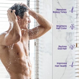 MYSTÉRE BEAUTÉ- Nuestro set de champú y acondicionador morado es el set de champú y acondicionador para cabello rubio perfecto para mantener y dar brillo al cabello gris. Formulado con extracto de man