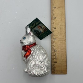 Old World Christmas 2001 Old World Christmas Princess Kitty White Cat Glitter Glass Ornament NWT