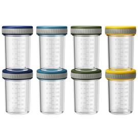 Sursip Glass Baby Food Storage Containers, 8 oz Small Mason Jars with Lids, Airtight for Baby Puree Containers, Juice, Milk, Yogurt, Overnight Oats, Mini Toddler Snack Cups -8 Pack