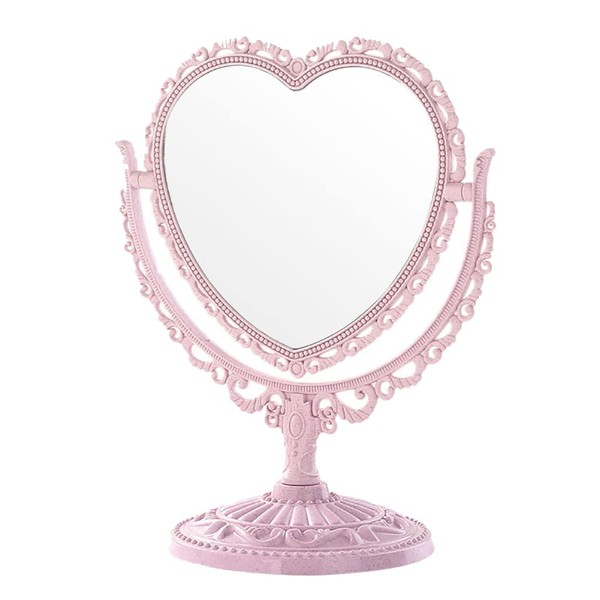 UUYYEO Heart Shaped Cosmetic Mirror Tabletop Vanity Makeup Mirror Swivel