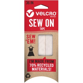 VELCRO Brand ECO Collection Sew On Tape 36in x 3/4in, Sustainable 70% Recycled Materials, Durable and Washable, White (VEL-30193-CAN)