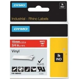 Newell 1805422 Vinyl Labels 3/4-Inch x18-Ft White/Red