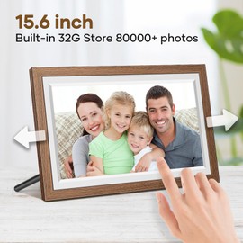 WiFi Digital Picture Frame 10.1 Inch Smart Digital Photo Frame with IPS Touch Screen HD Display, 16GB Storage Easy Setup to Share Photos or Videos Anywhere via Free Frameo APP, Auto-Rotate (15.6 Inch)