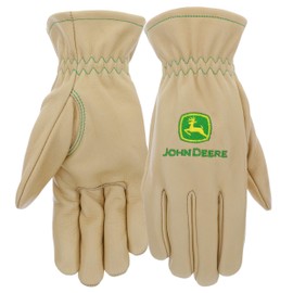 John Deere JD84014-WSM Women's Water Resistant Leather Gloves, Abrasion Resistant, Tan, Small/Medium