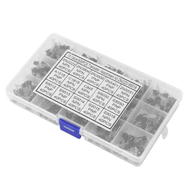600 Pcs Transistors Assortment Kit NPN TO-92 PNP 2N2222-S9018 Straight