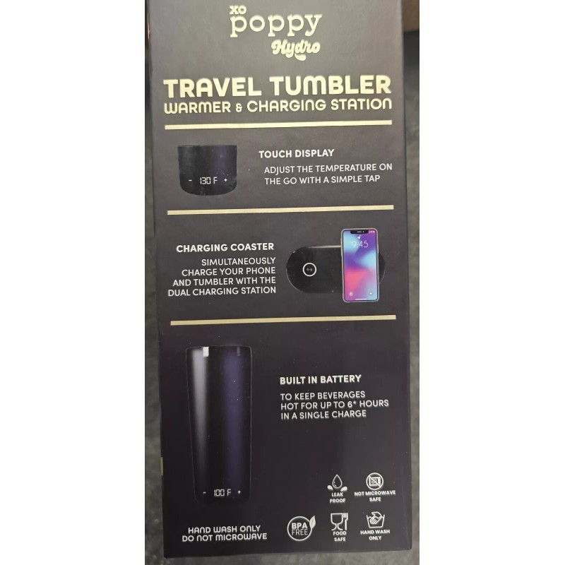 poppy Hydro travel tumbler 11,50ozWaryand Charging Station Black