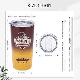 Football Tumblers 20oz Car Cups Sports Travel Coffee Mug, Stainless Steel, Insulated,Classic Collection Gifts for Men Women Fans