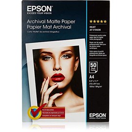 Epson C13S041342 Archival Matte Paper, A4, 210 x 297mm, 189 g/m2, 50 Sheets, White