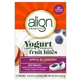 Align Yogurt Coated Probiotic Fruit Bites, Added Probiotic Helps Support Digestive Health, Apple Blueberry Flavor, 21 Pouches