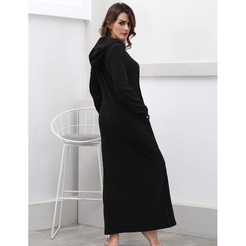 COLORFULLEAF Women's Zip Up Robes Long Sleeve Hooded Fleece Bathrobe