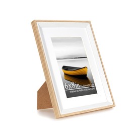 Baoee 8x6 Oak White Two Tone Picture Frame with 6x4 Mount,photo frame with acrylic glass, Poster Frame, Wall Mountable