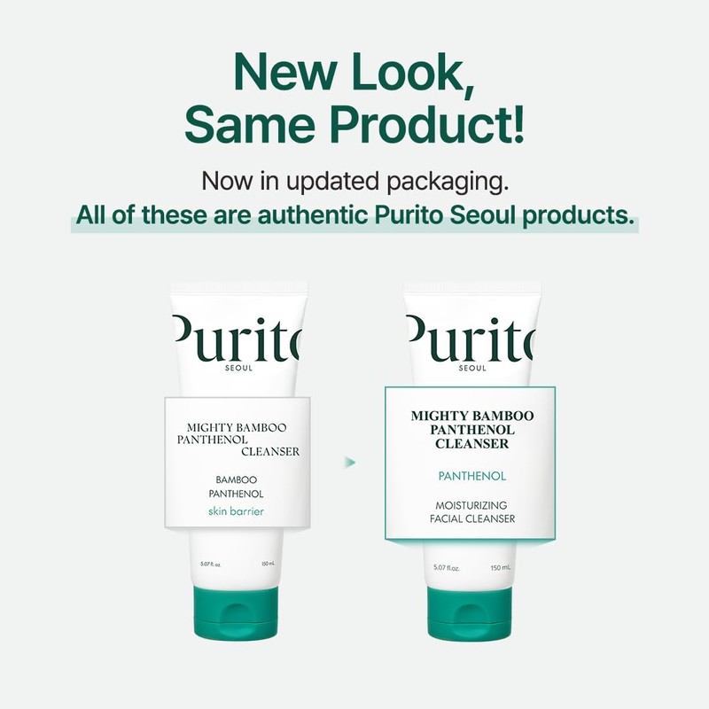 PURITO Mighty Bamboo Panthenol Cleanser, Gentle Face Wash for Moisturizing,