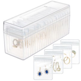 HOMEHIVE Acrylic Jewelry Box Organizer, Clear Jewelry Organizer and Storage with 20 Portable Anti Tarnish Jewelry bags, Travel Jewelry Case for Earrings/Rings/Necklaces Gifts for Women Girls, Clear