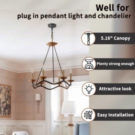 haultop 5.12 Inch Light Canopy Kit, Iron Ceiling Canopy Kit with 6FT Chain