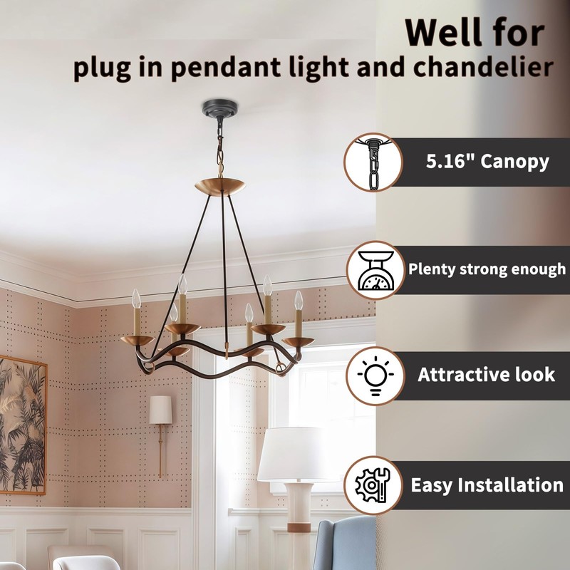 haultop 5.12 Inch Light Canopy Kit, Iron Ceiling Canopy Kit