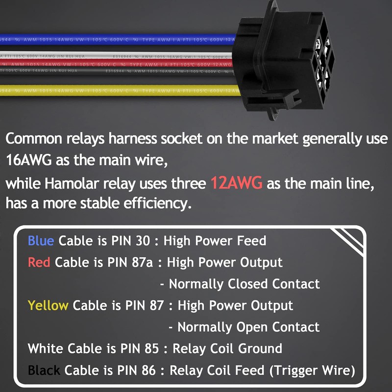 Hamolar 8 Pack 80/60 AMP Waterproof Car Relay and Harness