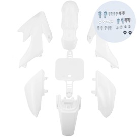 CLEO Plastics Kit with Black Seat for CRF50 XR50, Chinese 50cc Dirt Pit Bike,Fenders Fairings Replacement Plastic with Seat(white)