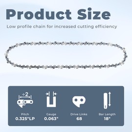 26RS68 18" Chainsaw Chain Replacement for Stihl Chainsaw Models 025,MS250,MS251,3639 005 0068 Chain Saw Blade,68 Drive Links 0.063" Gauge 0.325" LP Pitch (3 Pack)