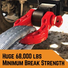 GearAmerica Mega D-Ring Shackles - 68,000 lbs Towing Capacity - Stronger Than 3/4" D-Ring - Tow Shackle, 7/8" Pin & Washers - Secure Off-Road Recovery Connection