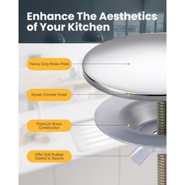 Kitchen Sink Hole Cover, Faucet Hole Cover for Kitchen Sink, Tap Hole Plate Stopper Cover Blanking Brass Metal Plug, Chrome