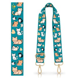 CREATCABIN Cat Should Straps Replacement Wide Purse Straps 1.49“ Handbag Strap Adjustable Canvas Crossbody Handbag Strap Belts Wide for Purse Messenger Bag Shoulder Bag Gift Christmas Family