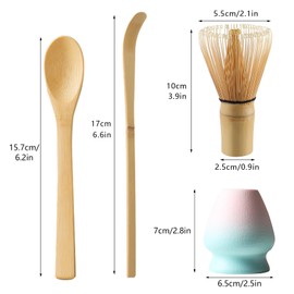 Set of 4 Matcha Tea Set Matcha Whisk and Whisk Holder Matcha Spoon, Matcha Kit Matcha Ceremony Accessory(Pink-White)