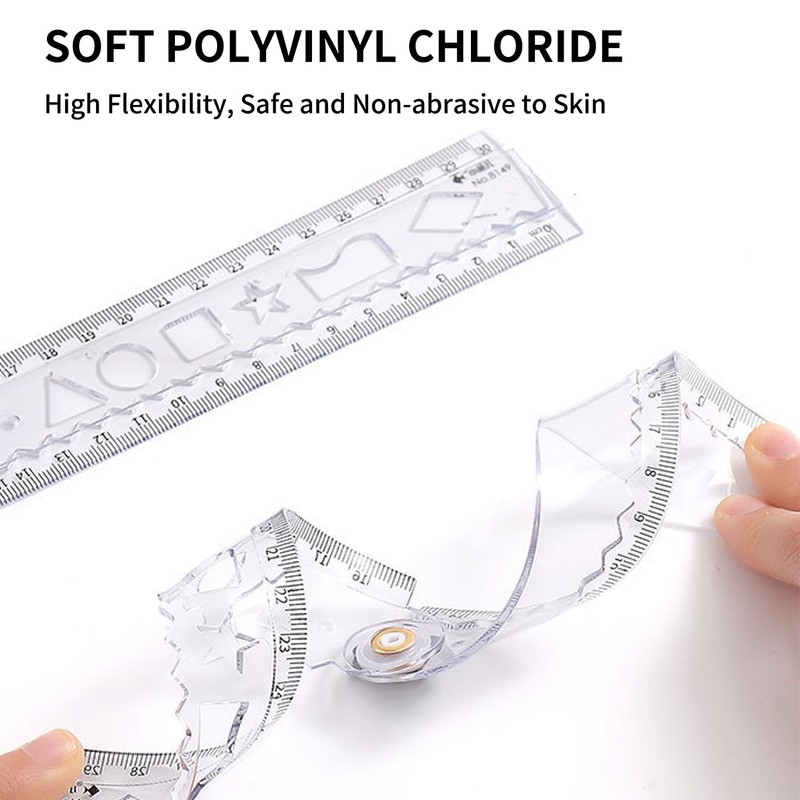 QUETTO 3 PCS Folding Rulers 30cm Foldable Plastic Geometric Straight