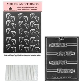 Baby Feet Baby Bootie chocolate candy mold Baby Block Pretzel Chocolate candy mold With Copywrited candy Making Instruction + 50 STICKS