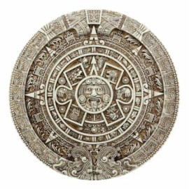 Aztec Maya Solar Sun Xiuhpohualli & Tonalpohualli Wall Calendar Plaque Figurine