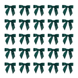 7Rainbows 50pcs Boutique 1.5" Dark Green Satin Ribbon Mini Bows for Craft Sewing Scrapbooking Wedding and Gift Wrapping