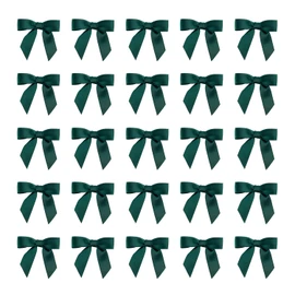 7Rainbows 50pcs Boutique 1.5" Dark Green Satin Ribbon Mini Bows for Craft Sewing Scrapbooking Wedding and Gift Wrapping