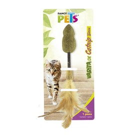 Fancy Pets Varita de Catnip en Forma de Ratón con Pluma y Palito de Matatabi para Gato