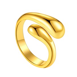 FindChic Waterdrop Statement Rings for Women 18K Gold Plated Adjustable Open Toe Ring Midi Finger Knuckle Ring Stackable Rings
