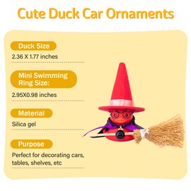 wonuu Car Rubber Duck Decoration,Car Ornaments Duck Car Dashboard Decorations Accessories with Magic Hat Broom Necklace and Sunglasses,red
