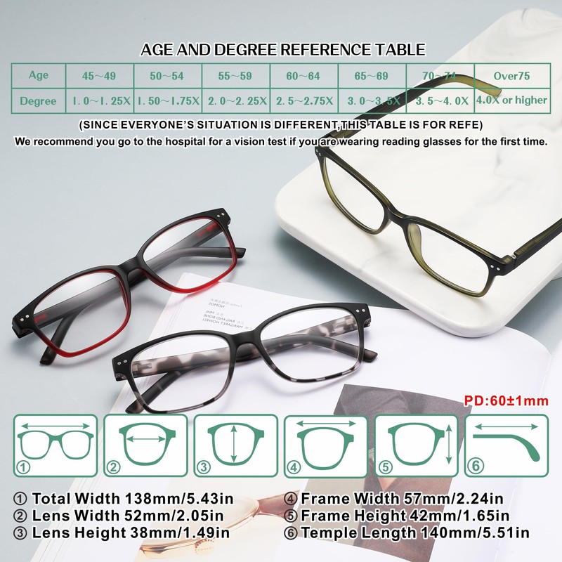 STARTONYOU Reading Glasses 3 Pack Anti-Blue Light Readers for Men
