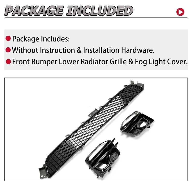 HECASA Lower Grille+Fog Light Cover Compatible with 2014-2017 Infiniti Q50