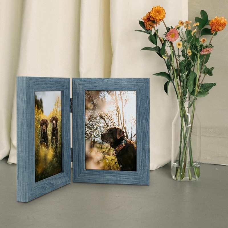 Frametory, 4x6 Double Picture Frame Hinged 2 Photos Frame Collage,