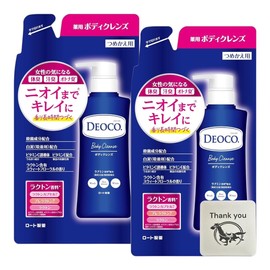 Rohto Deoko Medicated Body Cleanse, Deodorant, Refill, 8.5 fl oz (250 ml), Set of 2 + Bonus Kunutonn Logo